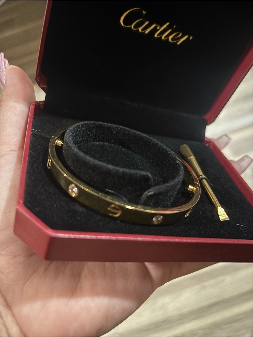 Cartier Gold Love Bracelet with Diamond Accents - Gold tone